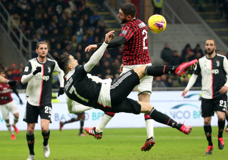 意大利杯-C罗倒钩造点+绝平 尤文图斯1-1战平10人米兰 意大利杯-C罗倒钩造点+绝平 尤文图斯1-1战平10人米兰