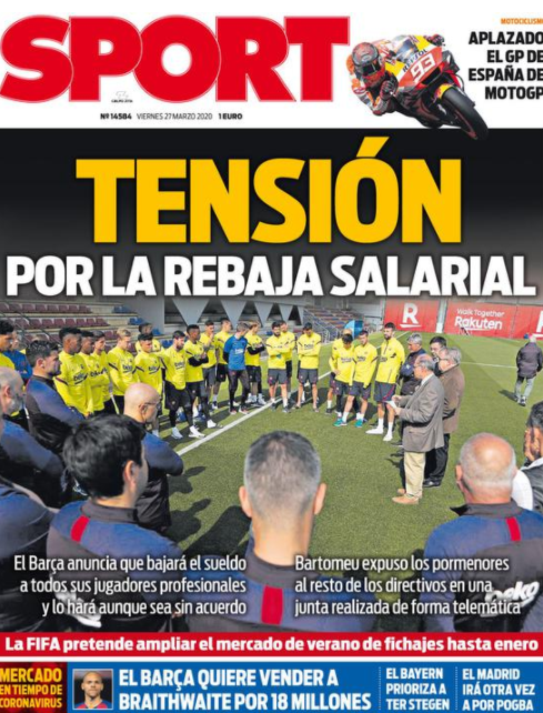 巴萨4大队长拒降薪5成 主席强制执行!这已是高层和球员第三次关系紧张 巴萨4大队长拒降薪5成 主席强制执行!这已是高层和球员第三次关系紧张