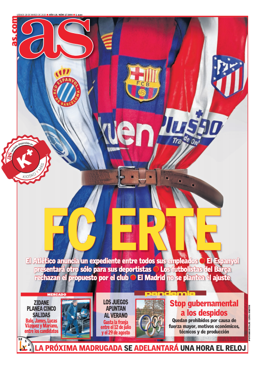 马竞与西班牙人通过ERTE条例集体降薪 球员进入临时失业状态 马竞与西班牙人通过ERTE条例集体降薪 球员进入临时失业状态