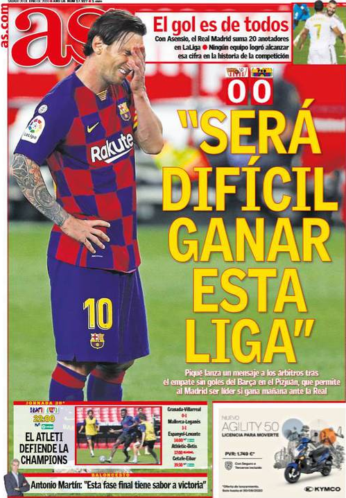 巴萨闷平丢失争冠主动权!皇马笑了 赢球就能登顶 巴萨闷平丢失争冠主动权!皇马笑了 赢球就能登顶