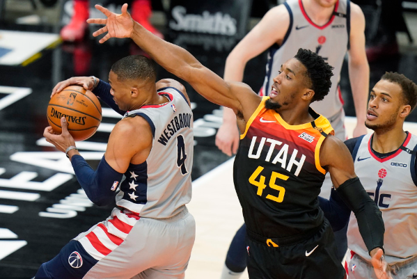 奇才125-121险胜爵士 威少三双米切尔空砍42分 奇才125-121险胜爵士 威少三双米切尔空砍42分