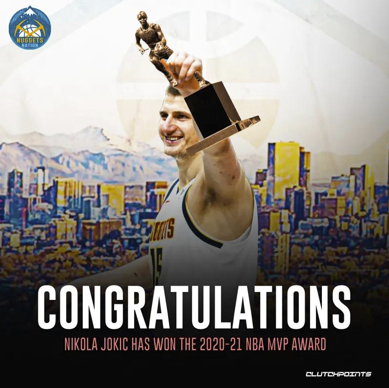 约基奇当选最有价值球员 成史上选秀顺位最低MVP 约基奇当选最有价值球员 成史上选秀顺位最低MVP