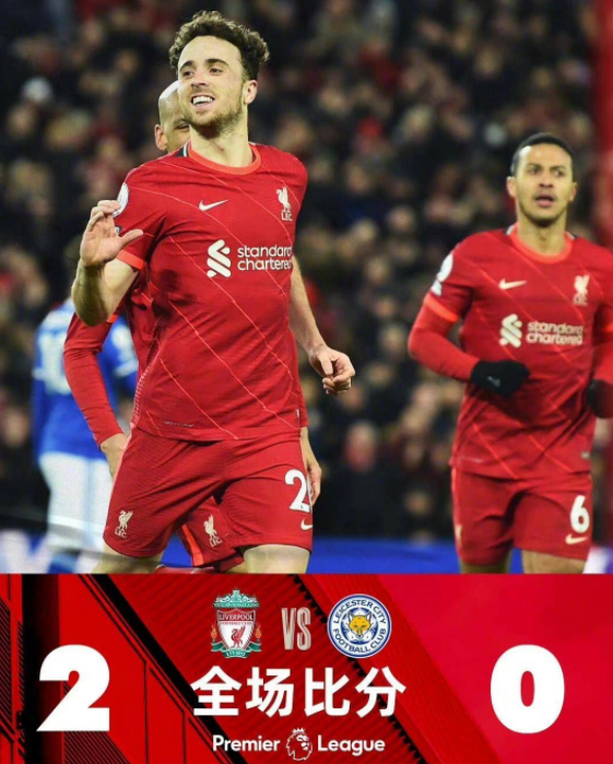 英超-利物浦2-0莱斯特城取联赛三连胜 若塔梅开二度萨拉赫中框 英超-利物浦2-0莱斯特城取联赛三连胜 若塔梅开二度萨拉赫中框