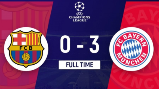 欧冠-巴萨0-3惨负拜仁遭淘汰 格纳布里助攻双响马内舒波莫廷破门 欧冠-巴萨0-3惨负拜仁遭淘汰 格纳布里助攻双响马内舒波莫廷破门