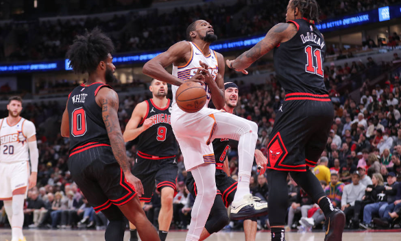 KD25+8+9 弩机20+16+8+准绝杀 比尔13分 太阳加时116-115险胜公牛 KD25+8+9 弩机20+16+8+准绝杀 比尔13分 太阳加时116-115险胜公牛