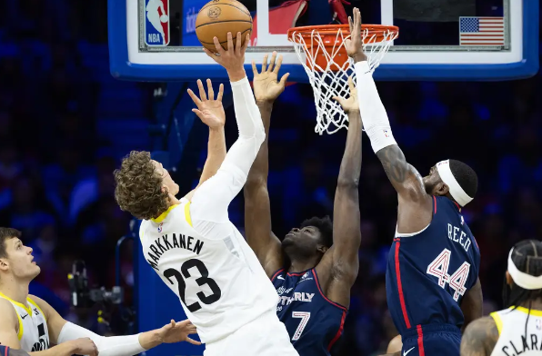 马尔卡宁33+13 马克西25+9 恩比德缺战 爵士120-109轻取残阵76人 马尔卡宁33+13 马克西25+9 恩比德缺战 爵士120-109轻取残阵76人