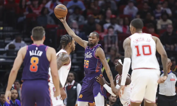 杜兰特28+11范乔丹23分 布克25分太阳110-114不敌火箭 杜兰特28+11范乔丹23分 布克25分太阳110-114不敌火箭