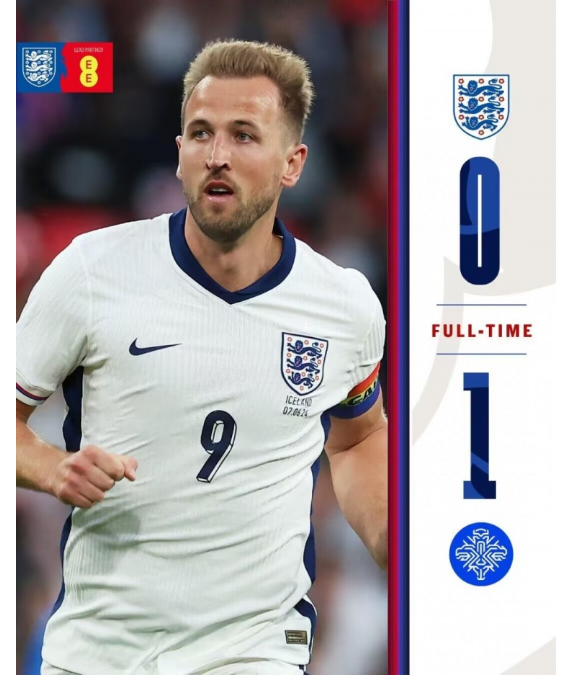 友谊赛-英格兰0-1冰岛 凯恩&帕尔默屡失良机英格兰全场仅1射正