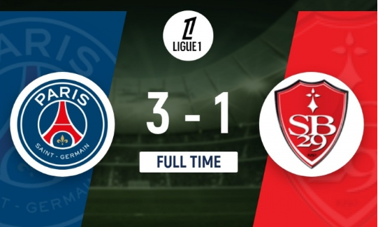 法甲-4场狂轰16球!巴黎3-1逆转布雷斯特 登贝莱双响 法甲-4场狂轰16球!巴黎3-1逆转布雷斯特 登贝莱双响