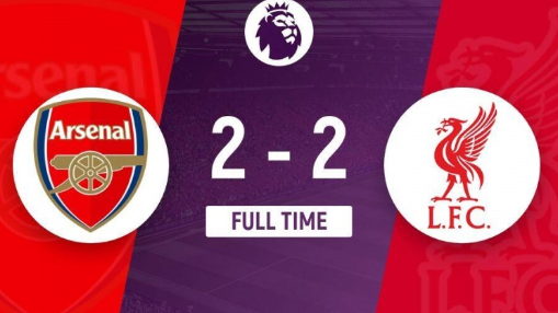 英超-阿森纳2-2战平利物浦，梅里诺破门，萨拉赫救主