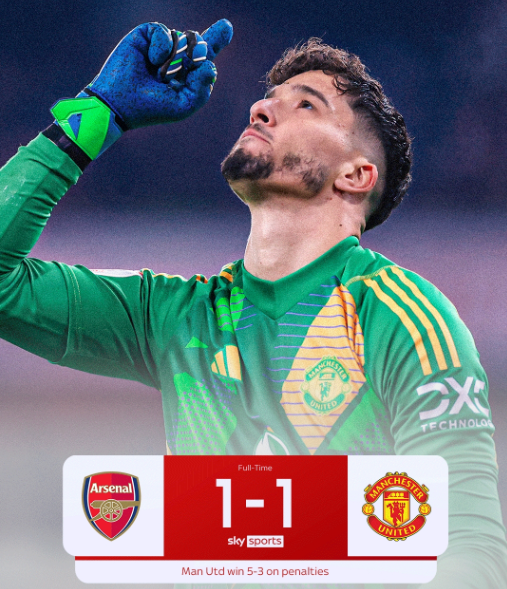 足总杯-曼联点球6-4淘汰阿森纳，B费破门，巴因德尔超神