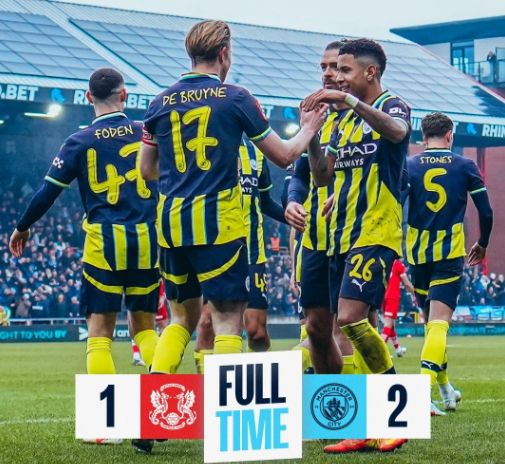 足总杯-莱顿东方1-2不敌曼城，胡桑诺夫首球，丁丁制胜